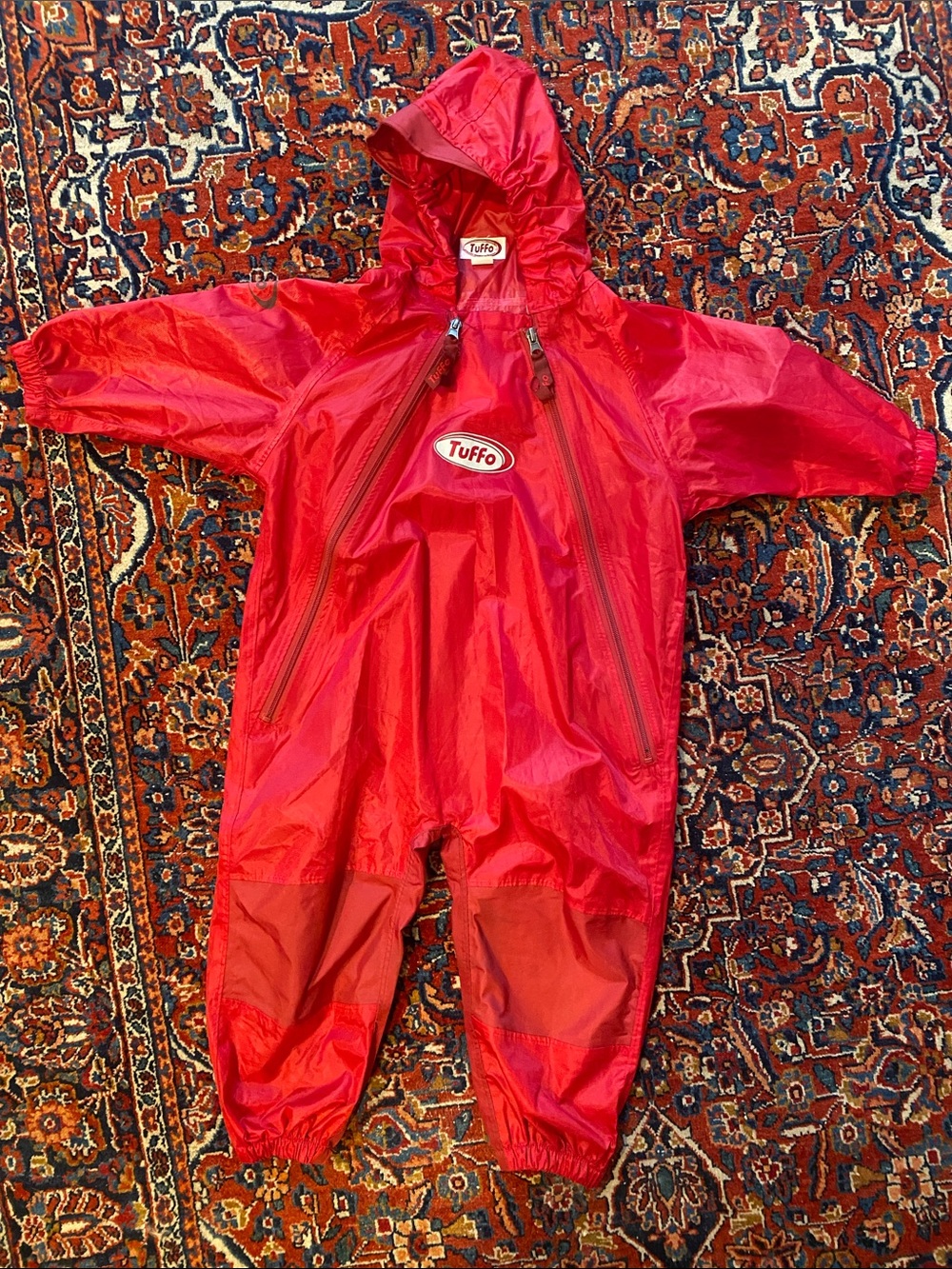 Kids Red Waterproof Hooded Rain Suit Tuffo